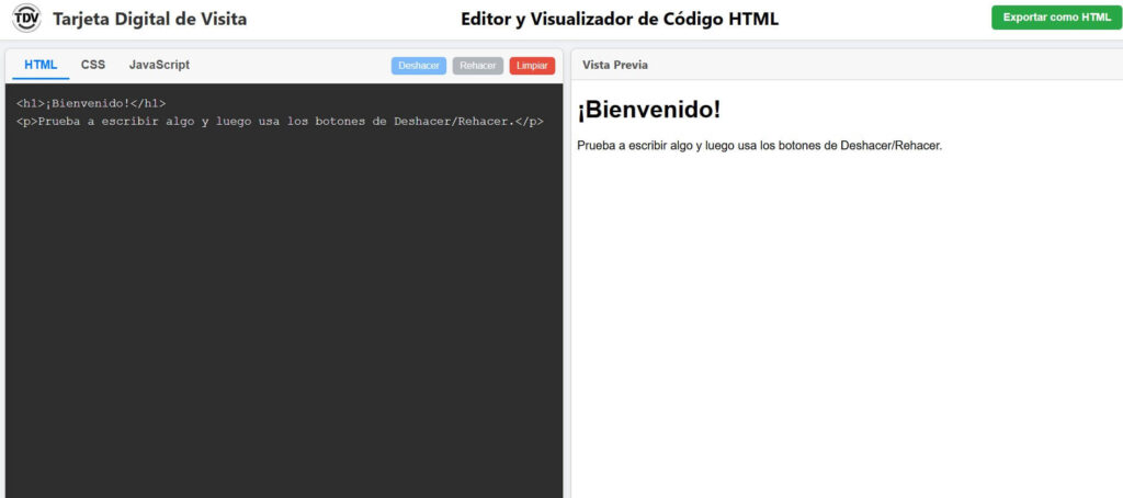 Editor y Visualizador De Código HTML de TDV 