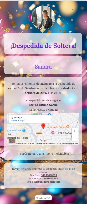 Invitación de despedida de soltero/a digital festiva para Tarjetas Digitales de Invitación a Eventos