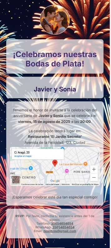 Invitación de aniversario digital romántica para Tarjetas Digitales de Invitación a Eventos